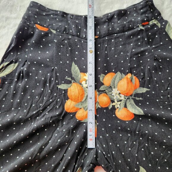 Forever 21 Two Piece Set Orange Fruit Crop Top Wide Leg Pant Black Boho Dot XS M - Picture 16 of 16